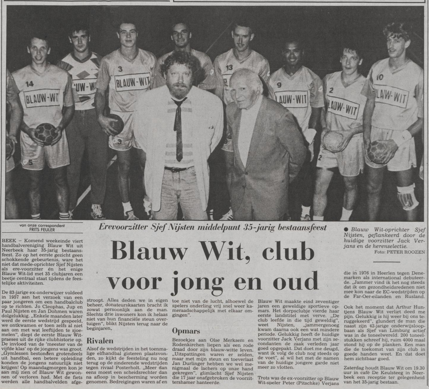 Oproep materiaal van Caesar, Blauw-Wit en BFC.